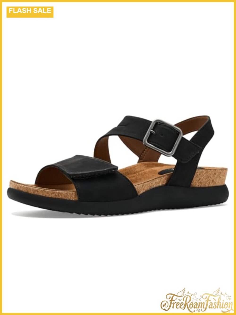 Wedge Sandals Faux Leather Comfort Ankle Strap Adjustable